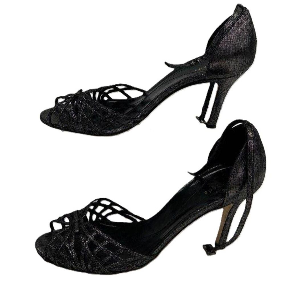 Kate Spade Black Metallic Caged Stiletto Heels Size 7.5